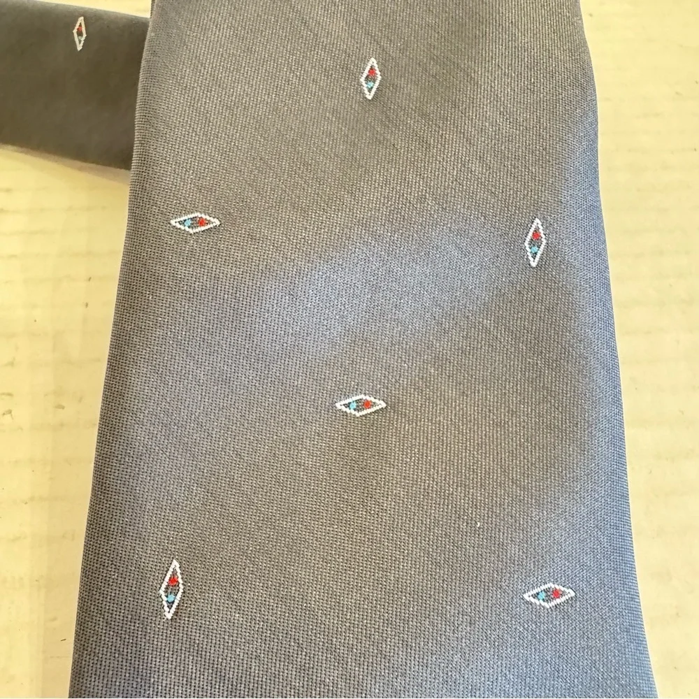 Vintage Christian DIOR Designer Neck Tie Striped Gray Diamonds Business Preppy